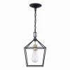 Weyburn 1-Light Caged Black and Gold Farmhouse Hanging Mini Kitchen Pendant Light by Home Decorators Collection
