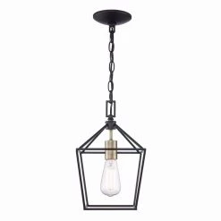 Weyburn 1-Light Caged Black and Gold Farmhouse Hanging Mini Kitchen Pendant Light by Home Decorators Collection -Outlet Home Decorators Collection Store black and gold home decorators collection pendant lights 16201 bk gd 77 1000