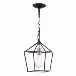 Weyburn 1-Light Caged Black and Gold Farmhouse Hanging Mini Kitchen Pendant Light by Home Decorators Collection -Outlet Home Decorators Collection Store black and gold home decorators collection pendant lights 16201 bk gd c3 1000