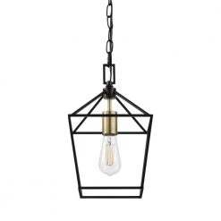 Weyburn 1-Light Caged Black and Gold Farmhouse Hanging Mini Kitchen Pendant Light by Home Decorators Collection -Outlet Home Decorators Collection Store black and gold home decorators collection pendant lights 16201 bk gd fa 1000