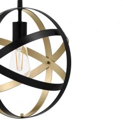 Orbit 1-Light Black and Gold Globe Mini Pendant Hanging Light, Kitchen Pendant Lighting by Home Decorators Collection -Outlet Home Decorators Collection Store black and gold home decorators collection pendant lights hdp12107blgld 40 1000