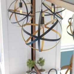 Orbit 1-Light Black and Gold Globe Mini Pendant Hanging Light, Kitchen Pendant Lighting by Home Decorators Collection -Outlet Home Decorators Collection Store black and gold home decorators collection pendant lights hdp12107blgld 4f 1000