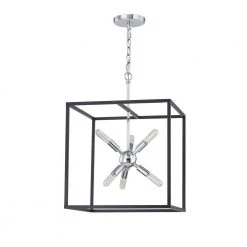 Halley 16 in. 6-Light Matte Black Pendant with Polished Chrome Cluster by Home Decorators Collection 13 Halley 16 in. 6-Light Matte Black Pendant with Polished Chrome Cluster by Home Decorators Collection -Outlet Home Decorators Collection Store black and polished chrome home decorators collection chandeliers hd 1691 i 1d 1000