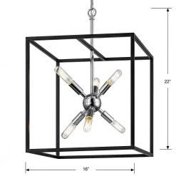 Halley 16 in. 6-Light Matte Black Pendant with Polished Chrome Cluster by Home Decorators Collection 11 Halley 16 in. 6-Light Matte Black Pendant with Polished Chrome Cluster by Home Decorators Collection -Outlet Home Decorators Collection Store black and polished chrome home decorators collection chandeliers hd 1691 i 40 1000