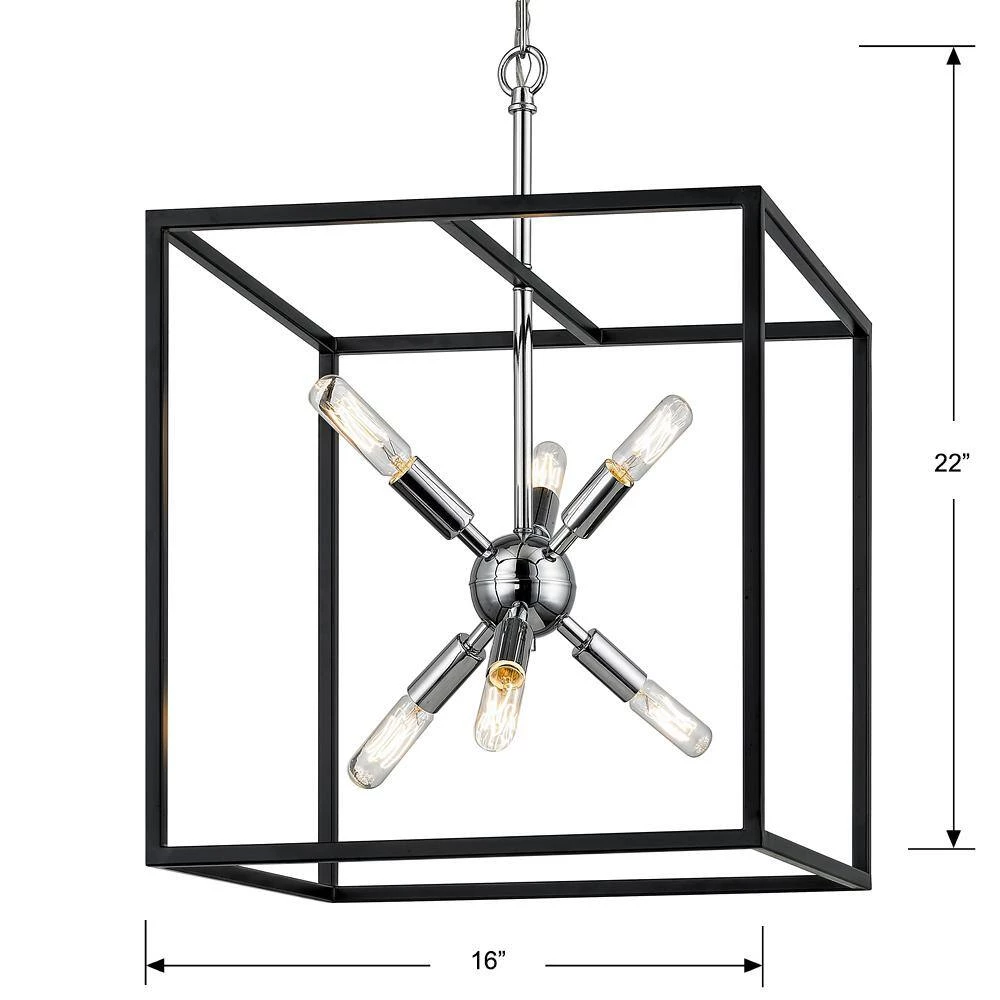 Halley 16 in. 6-Light Matte Black Pendant with Polished Chrome Cluster by Home Decorators Collection 5 Halley 16 in. 6-Light Matte Black Pendant with Polished Chrome Cluster by Home Decorators Collection - Image 3