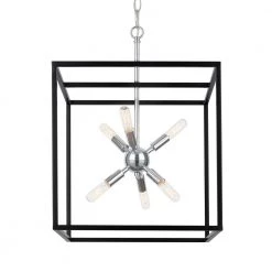Halley 16 in. 6-Light Matte Black Pendant with Polished Chrome Cluster by Home Decorators Collection 14 Halley 16 in. 6-Light Matte Black Pendant with Polished Chrome Cluster by Home Decorators Collection -Outlet Home Decorators Collection Store black and polished chrome home decorators collection chandeliers hd 1691 i 44 1000