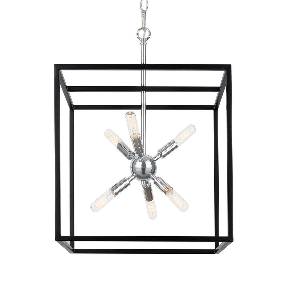 Halley 16 in. 6-Light Matte Black Pendant with Polished Chrome Cluster by Home Decorators Collection 8 Halley 16 in. 6-Light Matte Black Pendant with Polished Chrome Cluster by Home Decorators Collection - Image 6