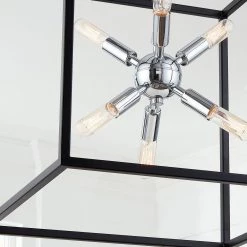 Halley 16 in. 6-Light Matte Black Pendant with Polished Chrome Cluster by Home Decorators Collection 12 Halley 16 in. 6-Light Matte Black Pendant with Polished Chrome Cluster by Home Decorators Collection -Outlet Home Decorators Collection Store black and polished chrome home decorators collection chandeliers hd 1691 i a0 1000