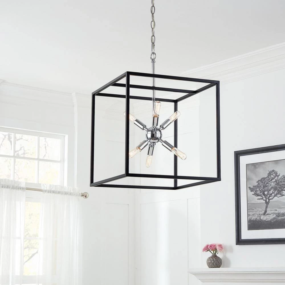 Halley 16 in. 6-Light Matte Black Pendant with Polished Chrome Cluster by Home Decorators Collection 4 Halley 16 in. 6-Light Matte Black Pendant with Polished Chrome Cluster by Home Decorators Collection - Image 2