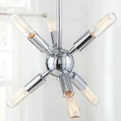 Halley 16 in. 6-Light Matte Black Pendant with Polished Chrome Cluster by Home Decorators Collection 15 Halley 16 in. 6-Light Matte Black Pendant with Polished Chrome Cluster by Home Decorators Collection -Outlet Home Decorators Collection Store black and polished chrome home decorators collection chandeliers hd 1691 i fa 1000