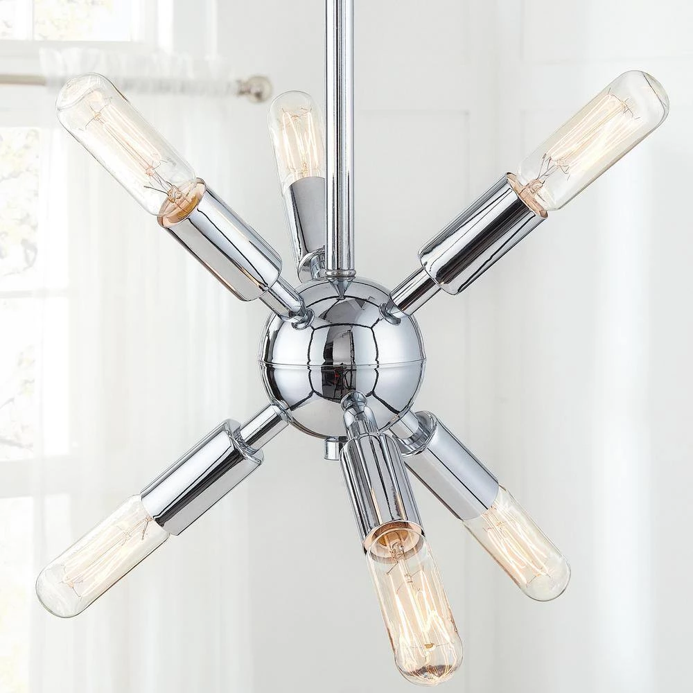 Halley 16 in. 6-Light Matte Black Pendant with Polished Chrome Cluster by Home Decorators Collection 9 Halley 16 in. 6-Light Matte Black Pendant with Polished Chrome Cluster by Home Decorators Collection - Image 7