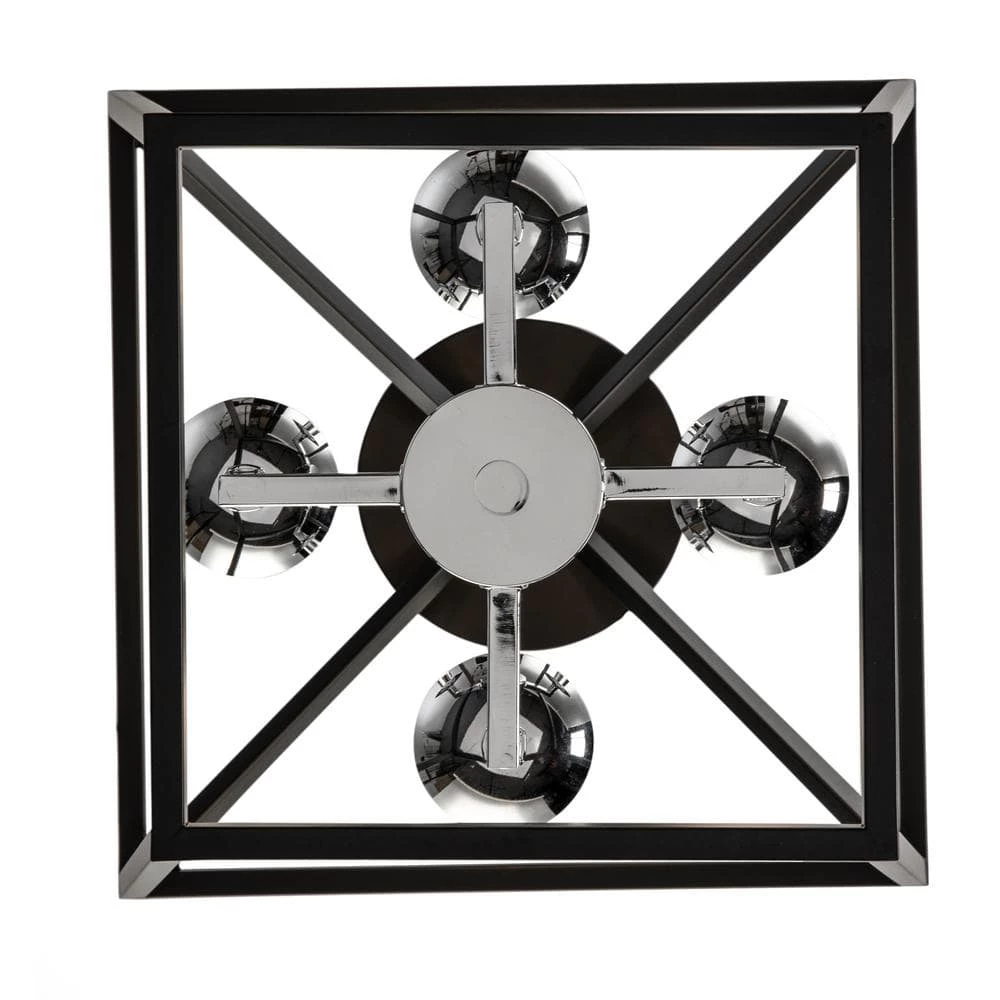 Weyburn 16.5 in. 4-Light Black and Polished Chrome Lantern Farmhouse Semi-Flush Mount Kitchen Ceiling Light Fixture by Home Decorators Collection 11 Weyburn 16.5 in. 4-Light Black and Polished Chrome Lantern Farmhouse Semi-Flush Mount Kitchen Ceiling Light Fixture by Home Decorators Collection - Image 9
