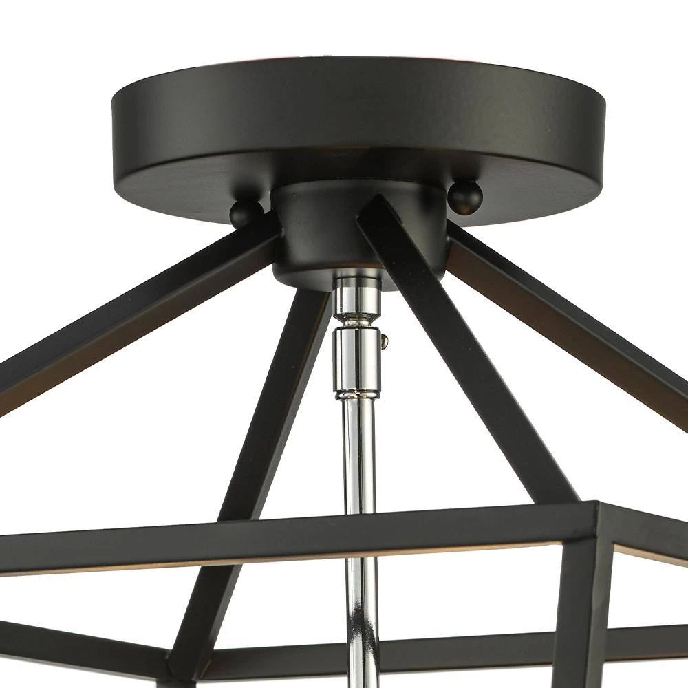 Weyburn 16.5 in. 4-Light Black and Polished Chrome Lantern Farmhouse Semi-Flush Mount Kitchen Ceiling Light Fixture by Home Decorators Collection 12 Weyburn 16.5 in. 4-Light Black and Polished Chrome Lantern Farmhouse Semi-Flush Mount Kitchen Ceiling Light Fixture by Home Decorators Collection - Image 10