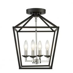 Weyburn 16.5 in. 4-Light Black and Polished Chrome Lantern Farmhouse Semi-Flush Mount Kitchen Ceiling Light Fixture by Home Decorators Collection 18 Weyburn 16.5 in. 4-Light Black and Polished Chrome Lantern Farmhouse Semi-Flush Mount Kitchen Ceiling Light Fixture by Home Decorators Collection -Outlet Home Decorators Collection Store black and polished chrome home decorators collection flush mount lights c5596 bk cr 77 1000