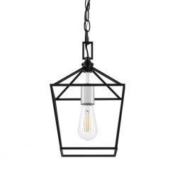 Weyburn 1-Light Caged Black and Polished Chrome Farmhouse Hanging Mini Kitchen Pendant Light by Home Decorators Collection -Outlet Home Decorators Collection Store black and polished chrome home decorators collection pendant lights 16201 bk cr 44 1000