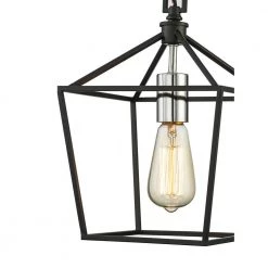 Weyburn 1-Light Caged Black and Polished Chrome Farmhouse Hanging Mini Kitchen Pendant Light by Home Decorators Collection -Outlet Home Decorators Collection Store black and polished chrome home decorators collection pendant lights 16201 bk cr 4f 1000