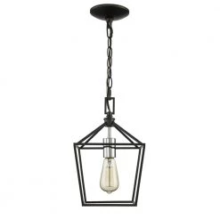 Weyburn 1-Light Caged Black and Polished Chrome Farmhouse Hanging Mini Kitchen Pendant Light by Home Decorators Collection