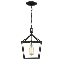 Weyburn 1-Light Caged Black and Polished Chrome Farmhouse Hanging Mini Kitchen Pendant Light by Home Decorators Collection -Outlet Home Decorators Collection Store black and polished chrome home decorators collection pendant lights 16201 bk cr 77 1000