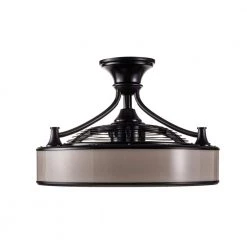 Windara 22 in. LED Indoor/Covered Outdoor Black Ceiling Fan with Light Kit and Remote Control by Home Decorators Collection -Outlet Home Decorators Collection Store black home decorators collection ceiling fans with lights sfl 550l3 44 1000