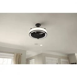 Windara 22 in. LED Indoor/Covered Outdoor Black Ceiling Fan with Light Kit and Remote Control by Home Decorators Collection -Outlet Home Decorators Collection Store black home decorators collection ceiling fans with lights sfl 550l3 66 1000