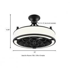 Windara 22 in. LED Indoor/Covered Outdoor Black Ceiling Fan with Light Kit and Remote Control by Home Decorators Collection -Outlet Home Decorators Collection Store black home decorators collection ceiling fans with lights sfl 550l3 a0 1000