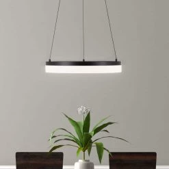 Kipling 35-Watt Integrated LED Black Modern Pendant with Frosted Acrylic Shade by Home Decorators Collection -Outlet Home Decorators Collection Store black home decorators collection chandeliers 22826 002 31 1000