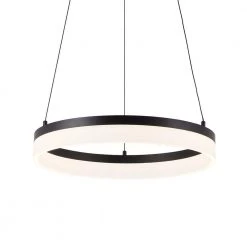 Kipling 35-Watt Integrated LED Black Modern Pendant with Frosted Acrylic Shade by Home Decorators Collection