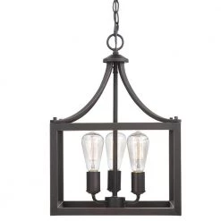 Boswell Quarter 14 in. 3-Light Distressed Black Farmhouse Square Pendant Light by Home Decorators Collection -Outlet Home Decorators Collection Store black home decorators collection chandeliers 7948hdcdbdi 76 1000