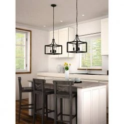 Boswell Quarter 14 in. 3-Light Distressed Black Farmhouse Square Pendant Light by Home Decorators Collection -Outlet Home Decorators Collection Store black home decorators collection chandeliers 7948hdcdbdi c3 1000
