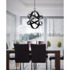 Orbit 1-Light Black Mini Pendant with Black Metal Strap Design and Bulb Included by Home Decorators Collection -Outlet Home Decorators Collection Store black home decorators collection chandeliers hdp12107orb 1d 1000