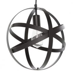 Orbit 1-Light Black Mini Pendant with Black Metal Strap Design and Bulb Included by Home Decorators Collection -Outlet Home Decorators Collection Store black home decorators collection chandeliers hdp12107orb 77 1000