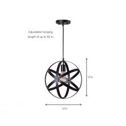 Orbit 1-Light Black Mini Pendant with Black Metal Strap Design and Bulb Included by Home Decorators Collection -Outlet Home Decorators Collection Store black home decorators collection chandeliers hdp12107orb a0 1000
