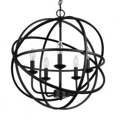 Sarolta Sands 5-Light Black Orb Chandelier for Dining Room by Home Decorators Collection -Outlet Home Decorators Collection Store black home decorators collection chandeliers kb 55607 4f 1000