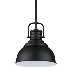 Shelston 10 in. 1-Light Black Hanging Kitchen Pendant Light with Metal Shade by Home Decorators Collection -Outlet Home Decorators Collection Store black home decorators collection chandeliers rs20190724110bk 76 1000