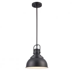 Shelston 10 in. 1-Light Black Hanging Kitchen Pendant Light with Metal Shade by Home Decorators Collection -Outlet Home Decorators Collection Store black home decorators collection chandeliers rs20190724110bk c3 1000