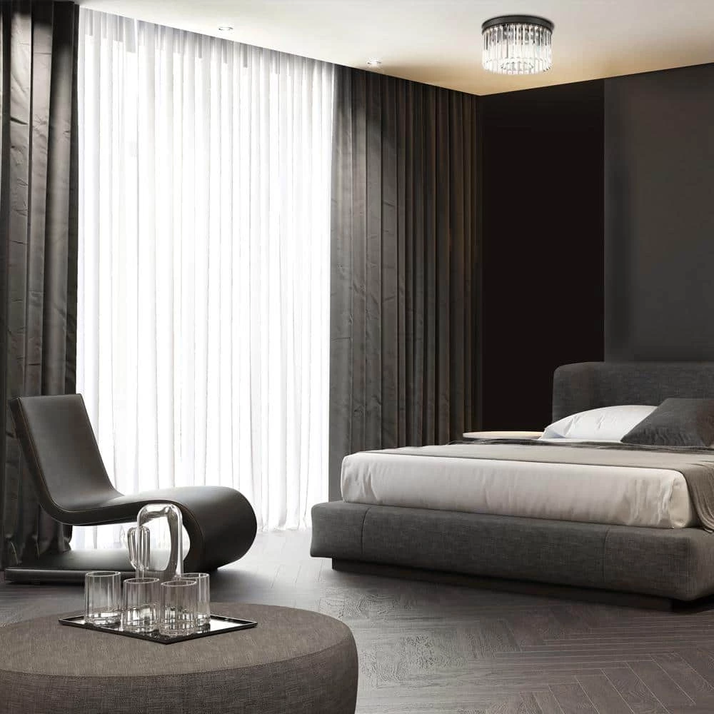 North Falls 13 in. 3-Light Black Flush Mount Light with Crystals by Home Decorators Collection 9 North Falls 13 in. 3-Light Black Flush Mount Light with Crystals by Home Decorators Collection - Image 7