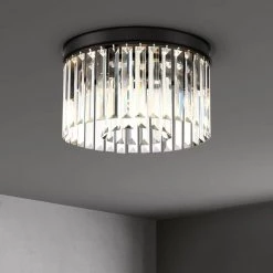 North Falls 13 in. 3-Light Black Flush Mount Light with Crystals by Home Decorators Collection 12 North Falls 13 in. 3-Light Black Flush Mount Light with Crystals by Home Decorators Collection -Outlet Home Decorators Collection Store black home decorators collection flush mount lights 37462 hbo c3 1000