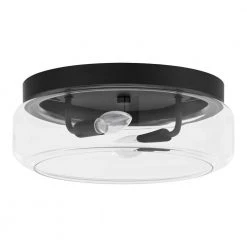 13 in. 2-Light Black Flush Mount Light by Home Decorators Collection