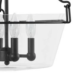 Crestlane 16.5 in. 4-Light Black Semi-Flush Mount Kitchen Ceiling Light Fixture with Clear Glass by Home Decorators Collection -Outlet Home Decorators Collection Store black home decorators collection flush mount lights c6189 40 1000