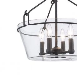 Crestlane 16.5 in. 4-Light Black Semi-Flush Mount Kitchen Ceiling Light Fixture with Clear Glass by Home Decorators Collection -Outlet Home Decorators Collection Store black home decorators collection flush mount lights c6189 4f 1000