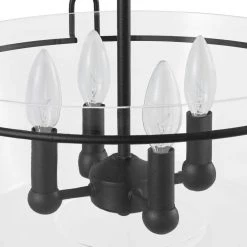 Crestlane 16.5 in. 4-Light Black Semi-Flush Mount Kitchen Ceiling Light Fixture with Clear Glass by Home Decorators Collection -Outlet Home Decorators Collection Store black home decorators collection flush mount lights c6189 a0 1000