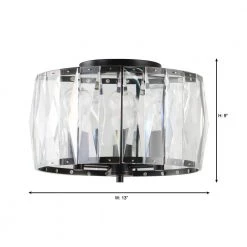 Wesbourne 3-Light Black Flush Mount with Clear Glass Crystal Shade by Home Decorators Collection -Outlet Home Decorators Collection Store black home decorators collection flush mount lights ds18092 40 1000