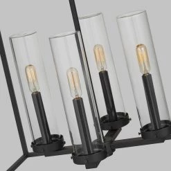 Haven View Modern 4-Light Black Double Frame Outdoor Chandelier with Clear Glass by Home Decorators Collection -Outlet Home Decorators Collection Store black home decorators collection outdoor chandeliers 8000604 12 1f 1000