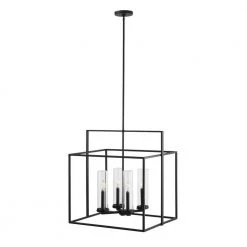 Haven View Modern 4-Light Black Double Frame Outdoor Chandelier with Clear Glass by Home Decorators Collection -Outlet Home Decorators Collection Store black home decorators collection outdoor chandeliers 8000604 12 40 1000