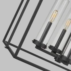 Haven View Modern 4-Light Black Double Frame Outdoor Chandelier with Clear Glass by Home Decorators Collection -Outlet Home Decorators Collection Store black home decorators collection outdoor chandeliers 8000604 12 4f 1000