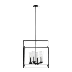 Haven View Modern 4-Light Black Double Frame Outdoor Chandelier with Clear Glass by Home Decorators Collection