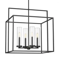 Haven View Modern 4-Light Black Double Frame Outdoor Chandelier with Clear Glass by Home Decorators Collection -Outlet Home Decorators Collection Store black home decorators collection outdoor chandeliers 8000604 12 c3 1000