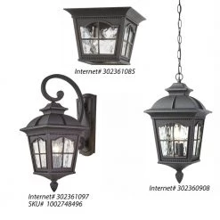 Loridan Square 3-Light Black Outdoor Flush Mount Light with Clear Water Glass by Home Decorators Collection -Outlet Home Decorators Collection Store black home decorators collection outdoor flush mount lights 302361085 40 1000