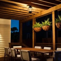 Greer 1-Light Black Outdoor Semi-Flush Mount Lantern with Caged Seeded Glass by Home Decorators Collection -Outlet Home Decorators Collection Store black home decorators collection outdoor flush mount lights hdp13671 fa 1000