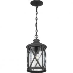 Walcott Manor 8 in. 1-Light Black Outdoor Transitional Pendant Light with Clear Seeded Glass by Home Decorators Collection -Outlet Home Decorators Collection Store black home decorators collection outdoor pendant lights 1043hdcbldi 4f 1000